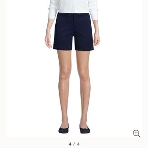 Lands End NWT Navy Cotton Chino Walking Shorts Bermuda High Waist 12 P